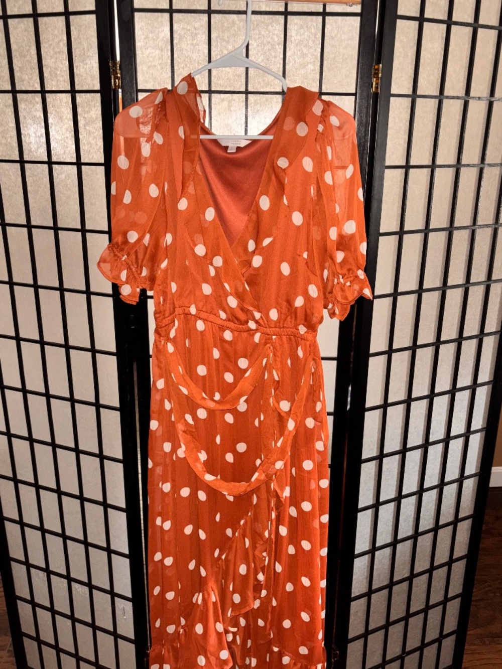 Lauren Conrad Orange and White Polka Dot Dress